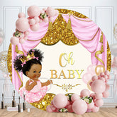 Aperturee - Gorgeous Pink And Gold Oh Baby Shower Backdrop